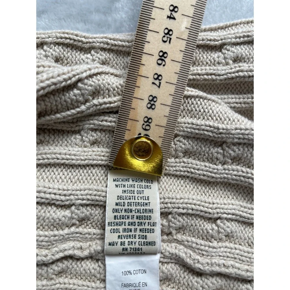 L.L. Bean Plus Size XL Woman's 100% Cotton Full Zip Cardigan Light Beige
